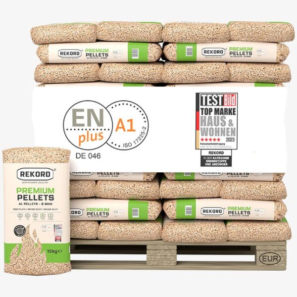 REKORD Premium Holzpellets 6mm ENplusA1, 66 x 15kg Palette