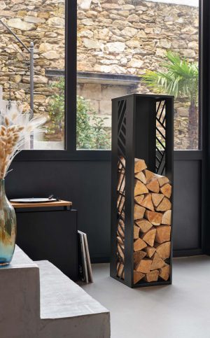 Range-bûches intérieurs en acier de grande contenance